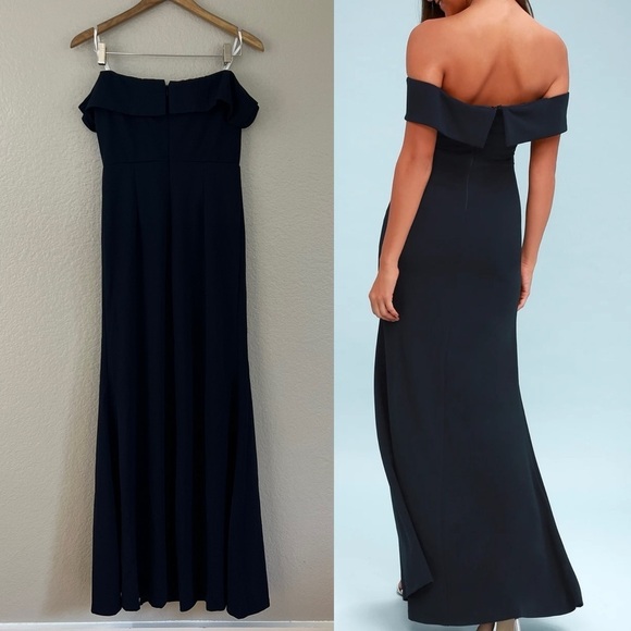 NWOT Song of Love Navy Blue Off-the-Shoulder Maxi Dress - Picture 3 of 9